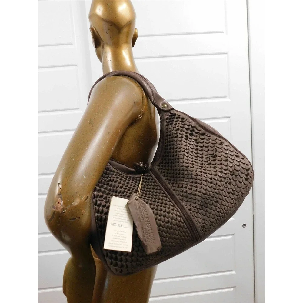 New Errelleventidue RL22 Italy Taupe Leather Large Hobo‎ Shoulder Bag